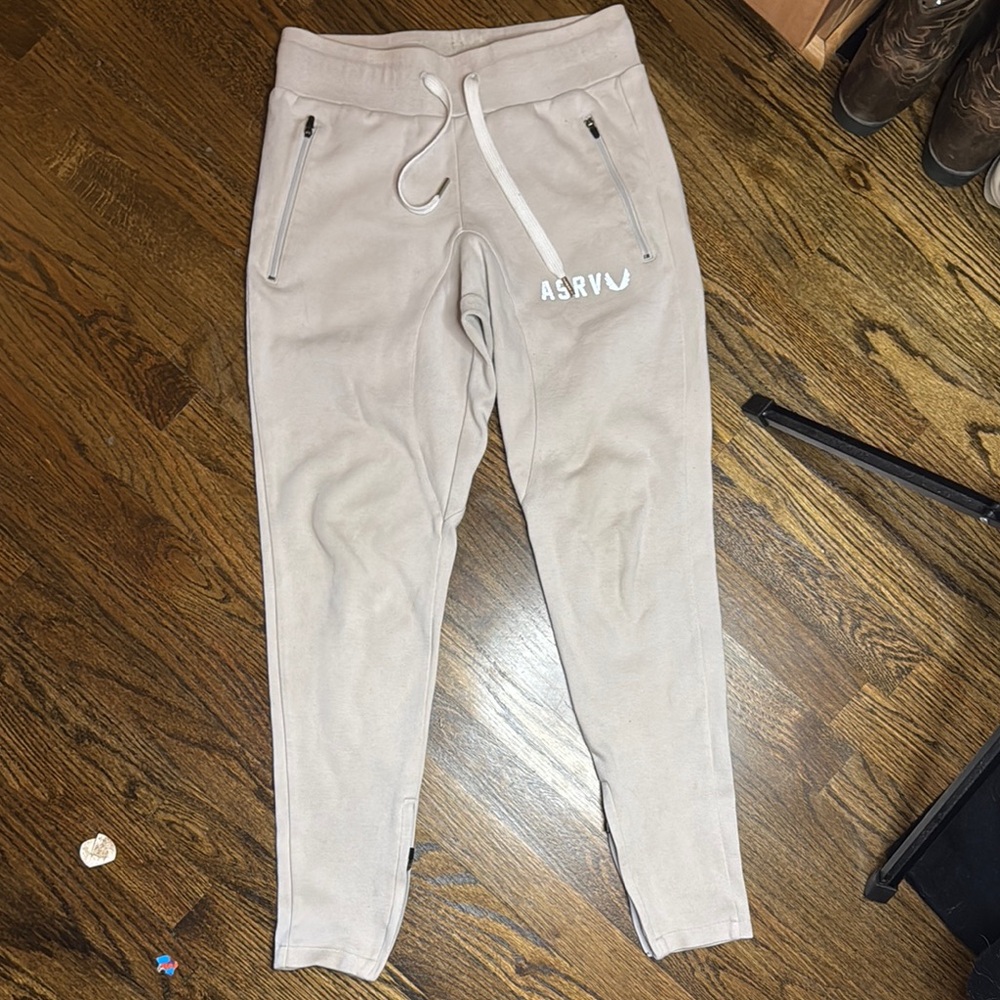 ASRV Beige Joggers with Zipper Pockets